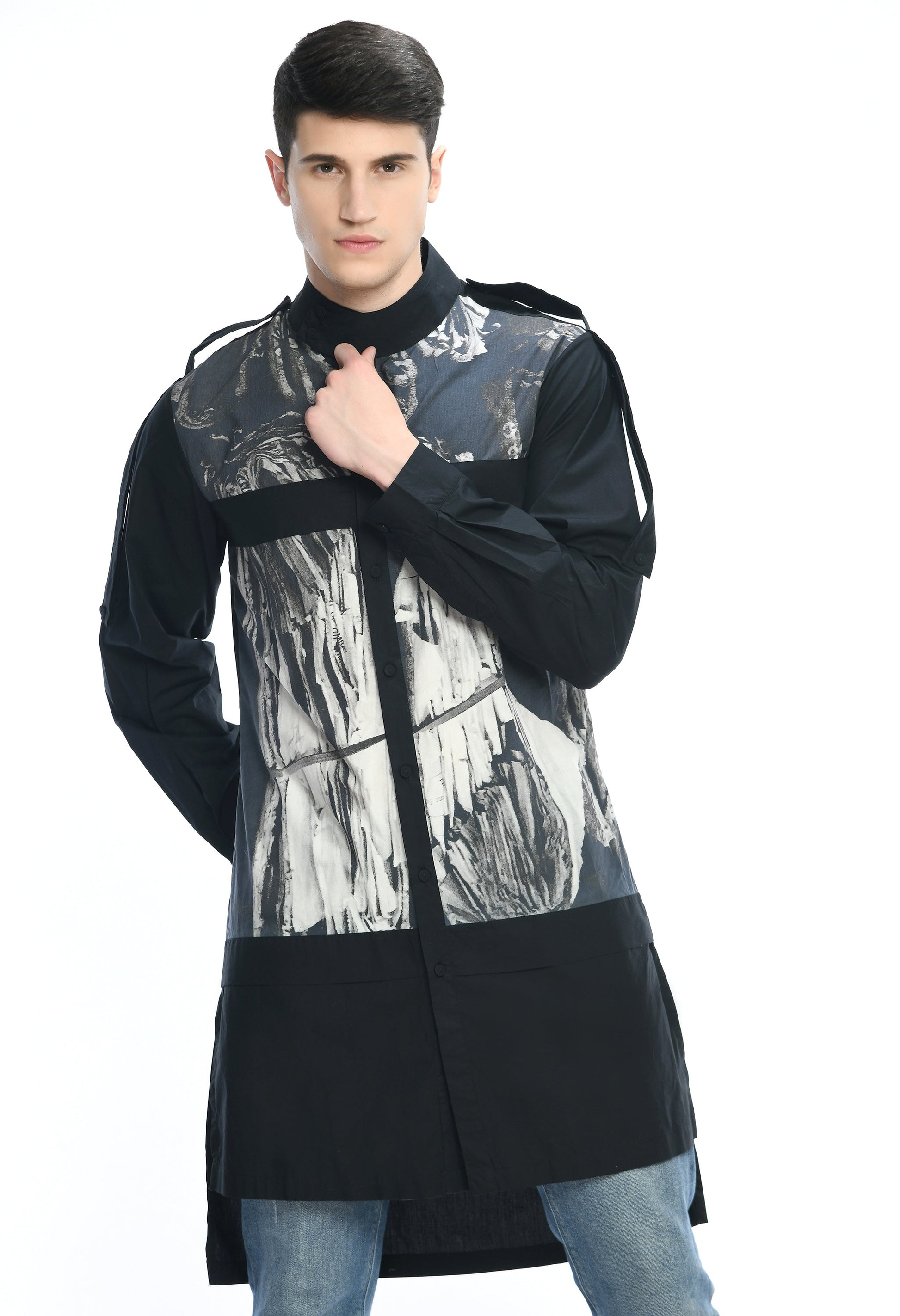 DARK MATRIX SHIRT crafted in soft cotton with cultural print.