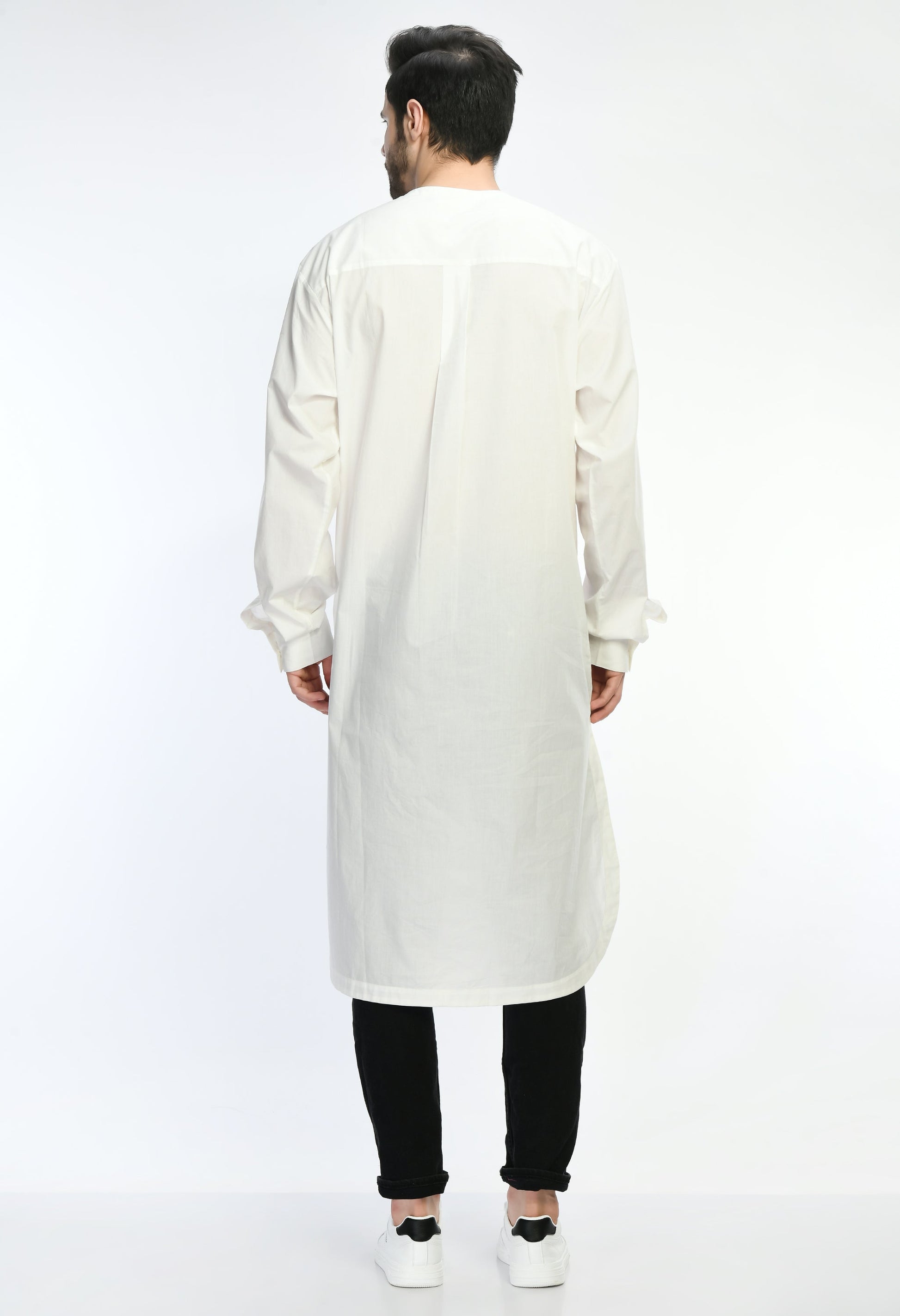 COLOR CODE SHIRT with bold abstract prints, long-sleeve, white base, cotton fabric, men's fashion.