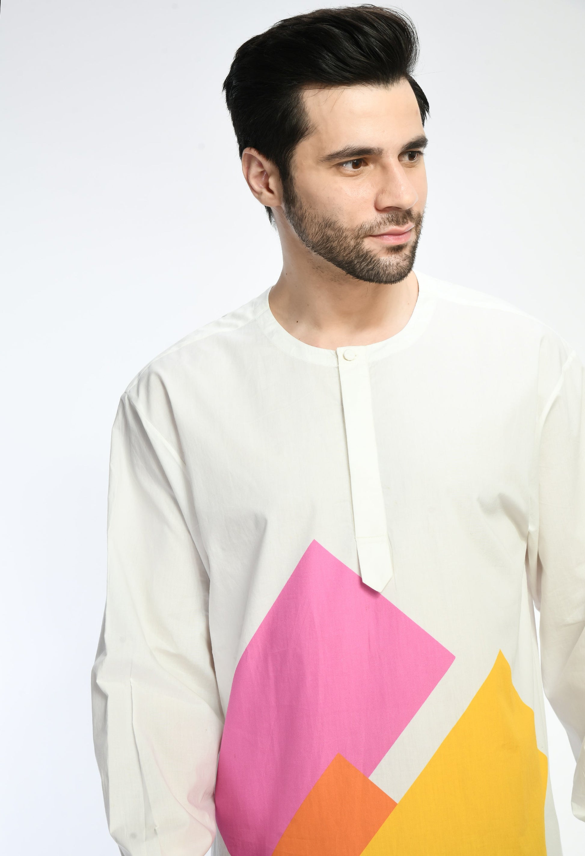 COLOR CODE SHIRT with bold abstract prints on soft cotton fabric.