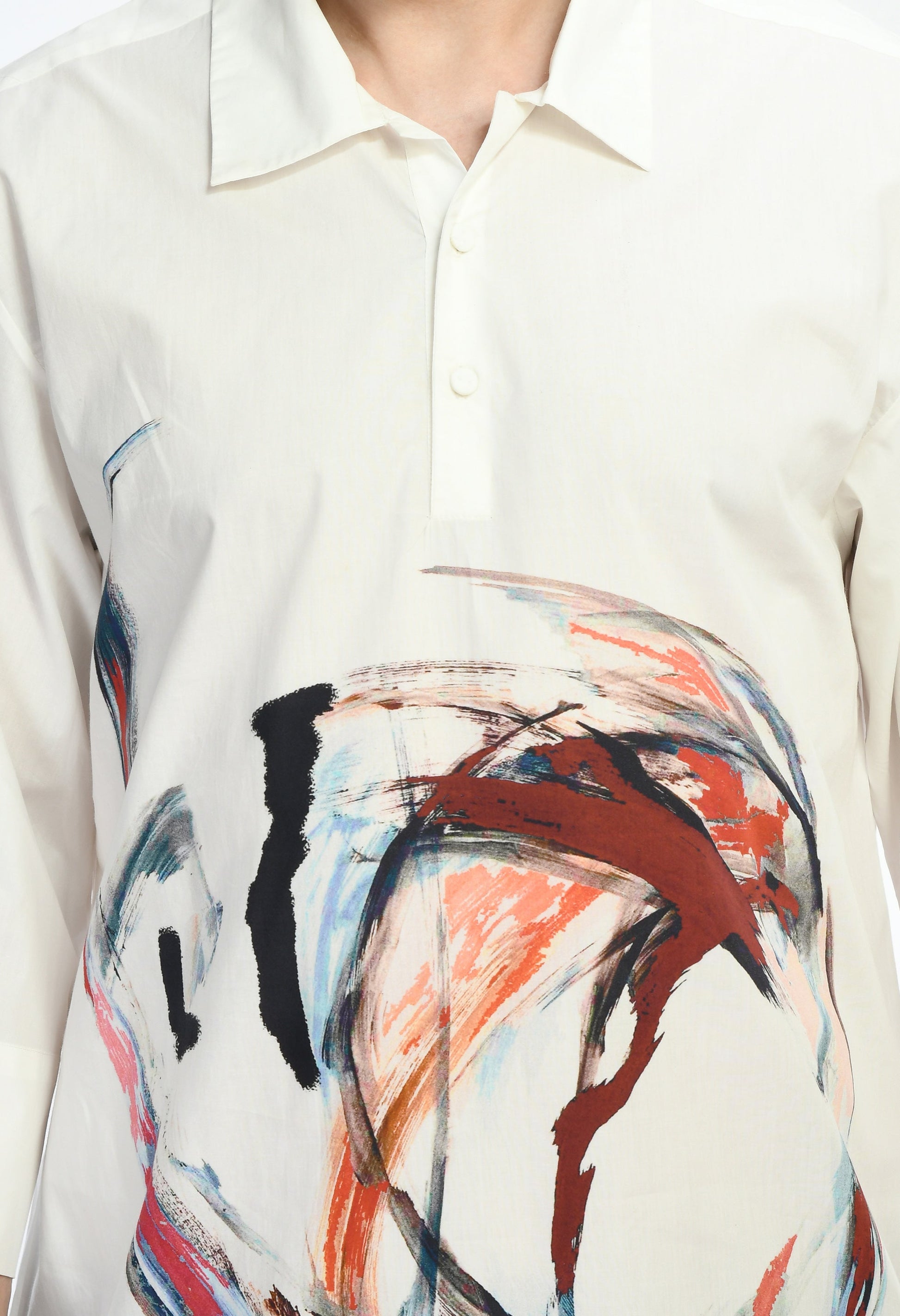 Brusg choas Shirt with bold abstract prints on soft cotton fabric.