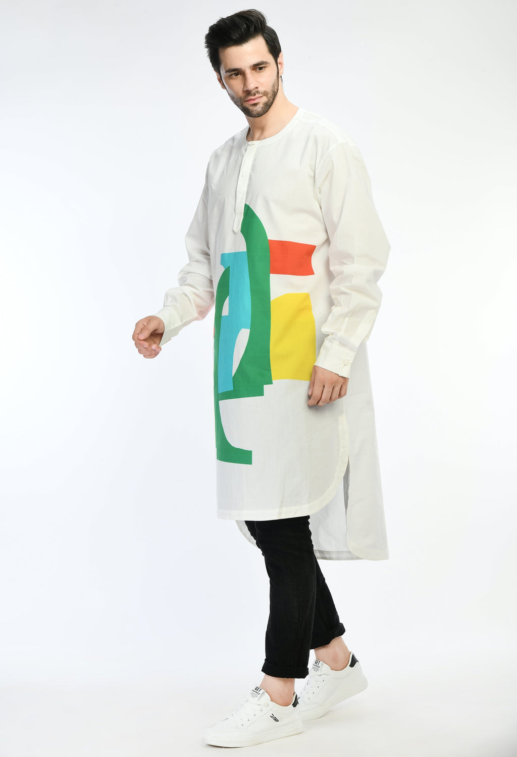 NEON MESH SHIRT with bold geometric prints in soft cotton for a modern look.