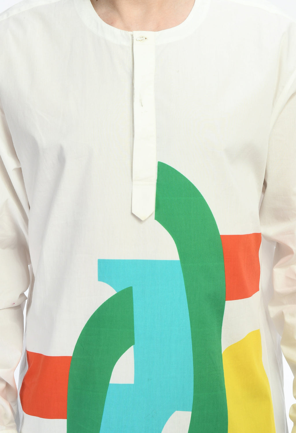NEON MESH SHIRT with bold geometric prints on soft cotton fabric.