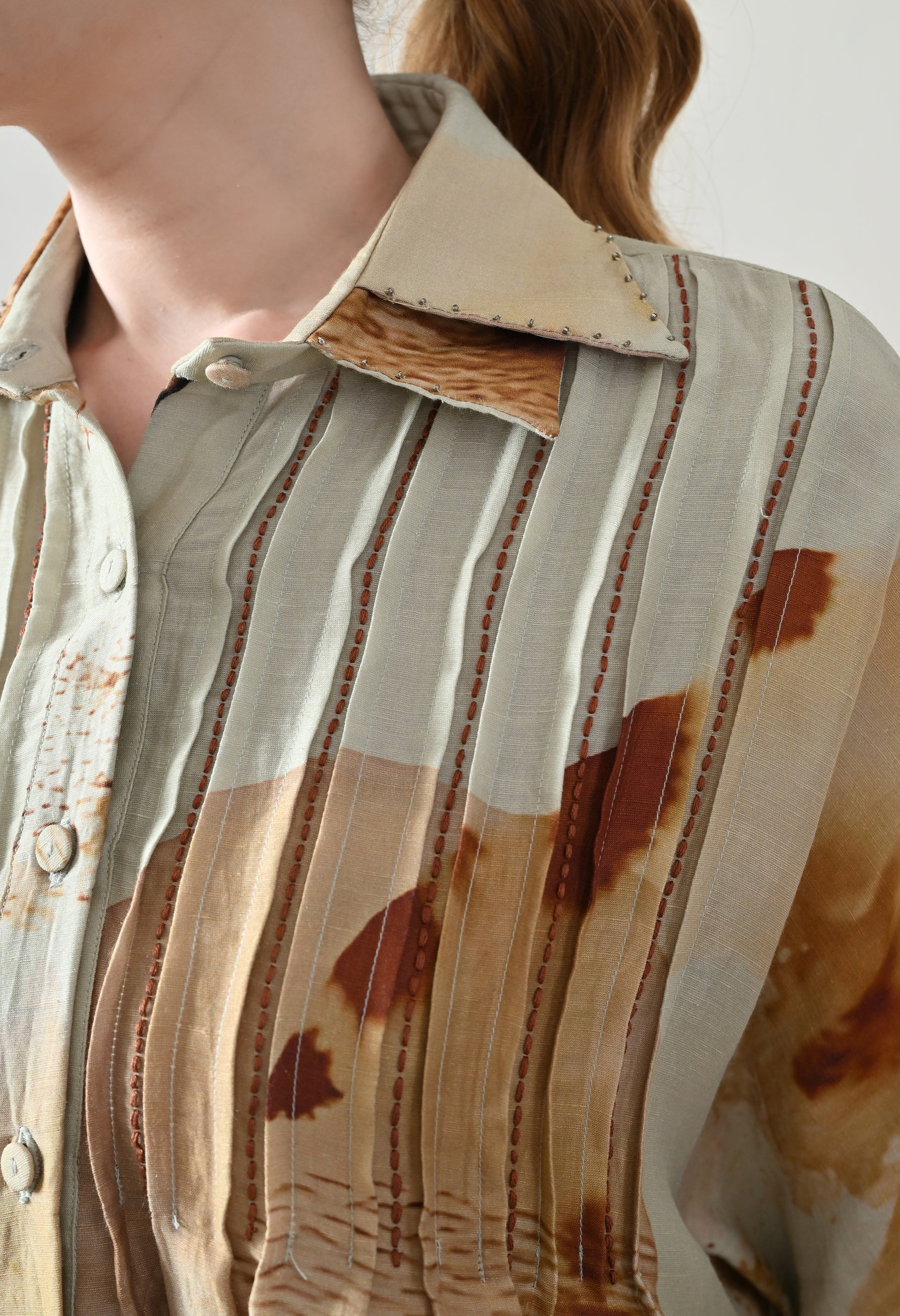 Biege Abstract short shirt and skirt Set - samant chauhan design 