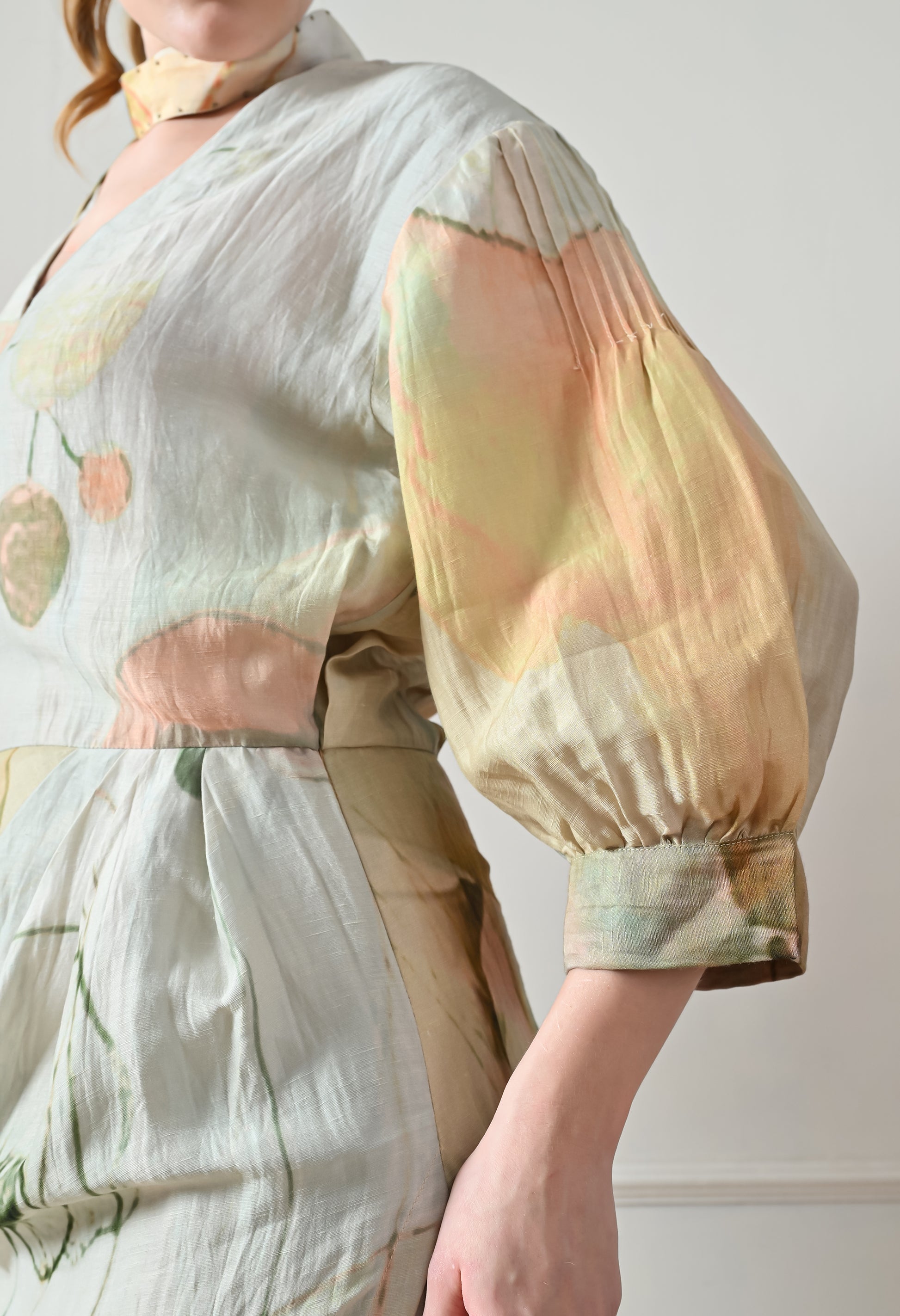 Beige Floral overlay long Dress - samant chauhan design 